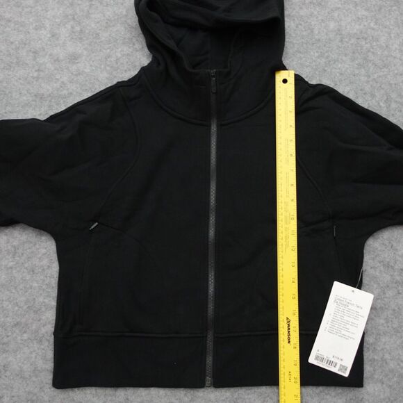 New Lululemon Cotton French Terry Zip Hoodie Black Womens Size 6 - Picture 8 of 10